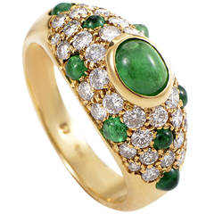 Cartier Colombian Emerald Diamond Gold Band Ring