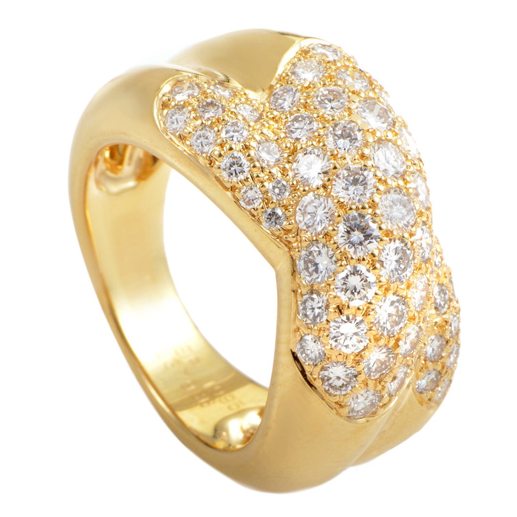 Cartier Trinity de Cartier Partial Diamond Pave Gold Band Ring