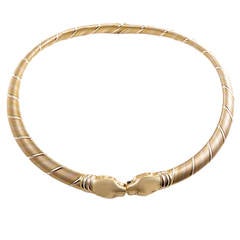 Retro Cartier Panthere Tricolor Gold Choker Necklace