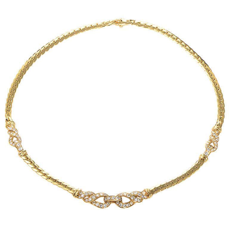 Cartier Diamond Gold Necklace at 1stDibs