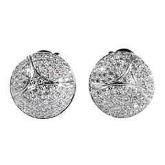 Cartier Diamond White Gold Pave Disc Clip-On Earrings