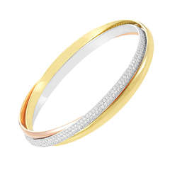 Cartier Trinity Tri-Gold Diamond Bangle Bracelet