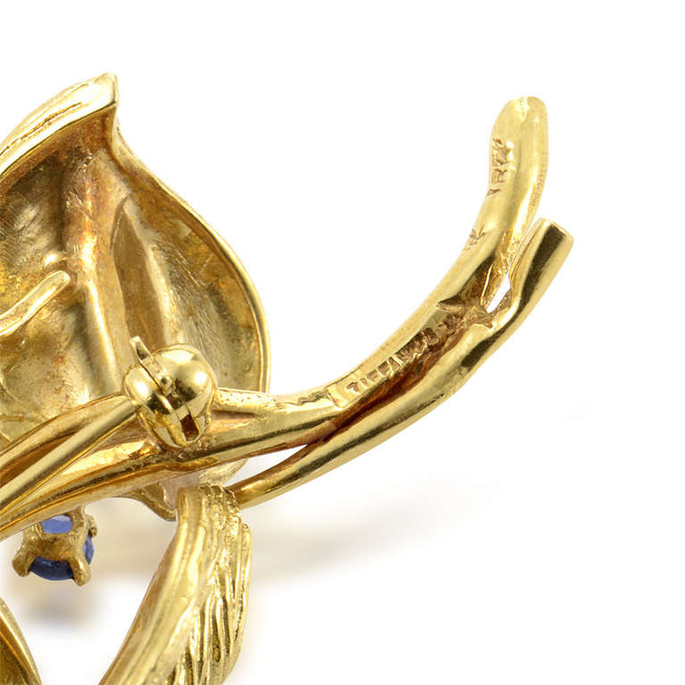 Tiffany & Co. Sapphire Yellow Gold Branch Brooch In Excellent Condition In Southampton, PA