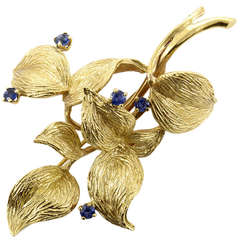 Vintage Tiffany 
Co. Sapphire Yellow Gold Branch Brooch