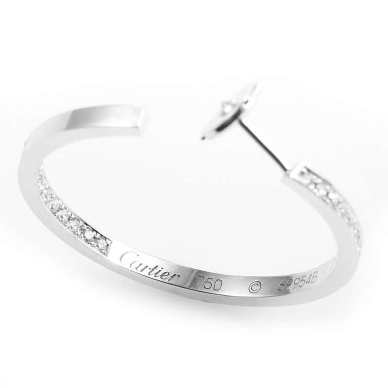 Women's Cartier Classic Diamond White Gold Hoop Earrings