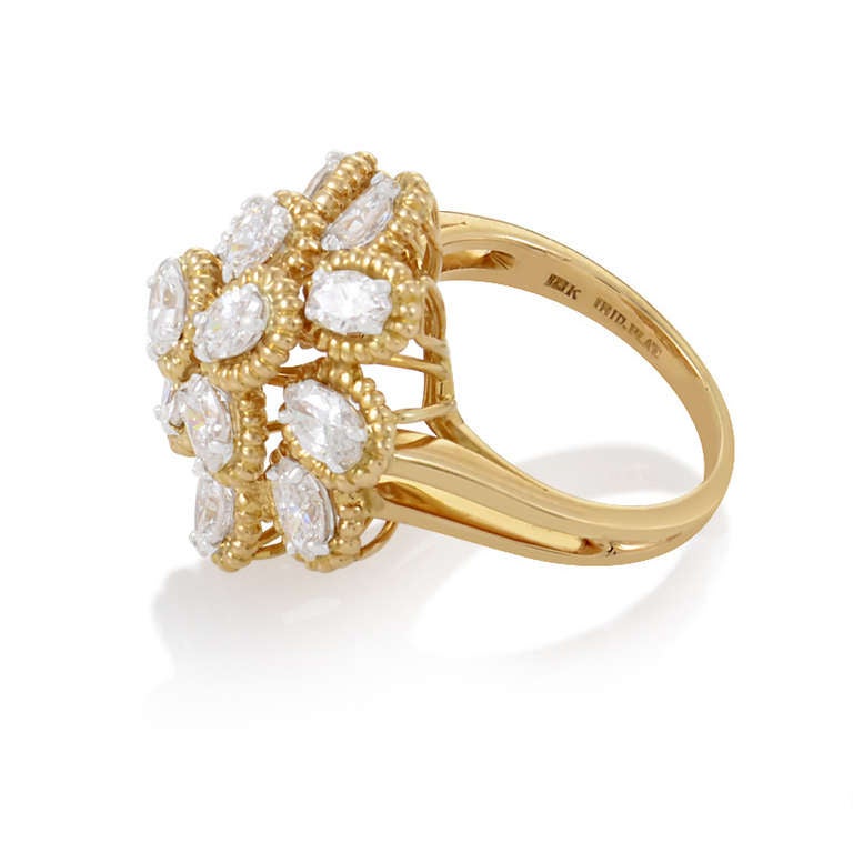 Women's Oscar Heyman Diamond Yellow Gold Flower Ring