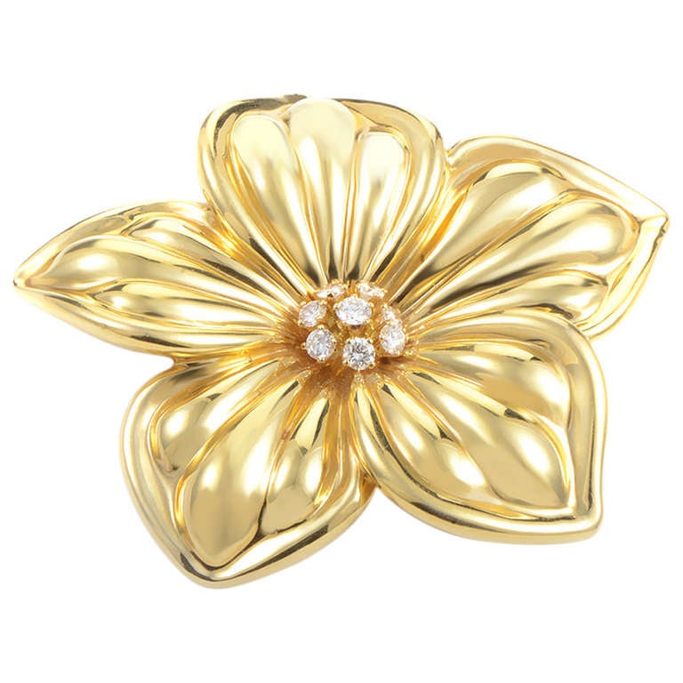 Van Cleef & Arpels Diamond Yellow Gold Flower Brooch