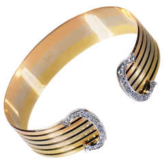 Vintage Cartier Diamond Double-C Tricolor Gold Bracelet