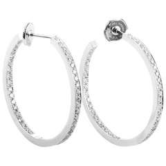 Cartier Classic Diamond White Gold Hoop Earrings