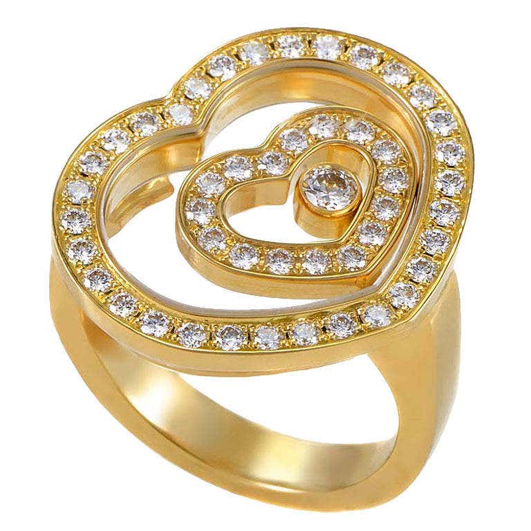 Chopard Happy Spirit Yellow Gold Diamond Heart Ring at 1stDibs