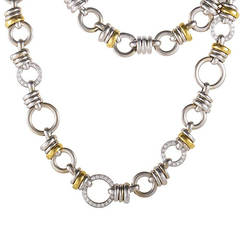 Pomellato Diamond White and Yellow Gold Links Necklace