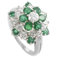 Oscar Heyman Emerald Diamond Platinum Cluster Ring