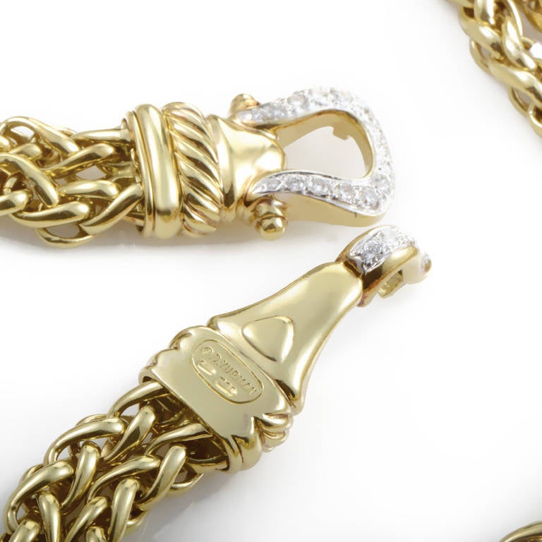 Women's David Yurman Yellow Gold Double Strand Diamond Hook Necklace