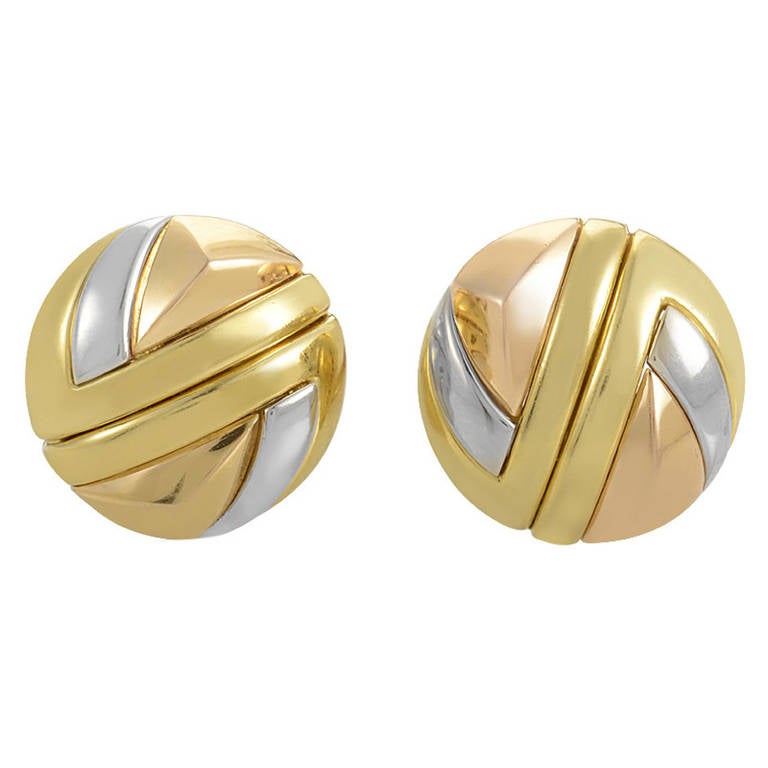 Bulgari Tri-Gold Clip-On Earrings