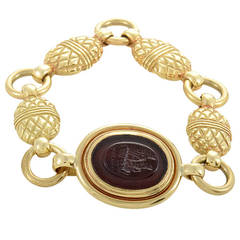 Elizabeth Gage Onyx Yellow Gold Intaglio Bracelet