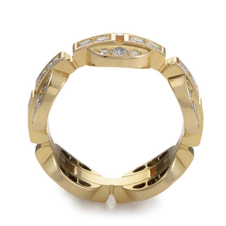 True to standard, this band ring from Cartier's Himalia collection is of the highest quality. The ring is made of 18K yellow gold and is entirely set with a glittering ~1.65ct diamond pave. 
Ring Size: 6.75