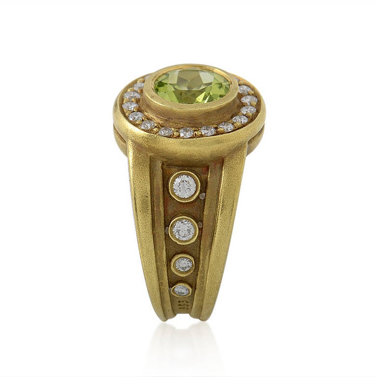Kieselstein-Cord Peridot Diamond Yellow Gold Ring In Excellent Condition In Southampton, PA