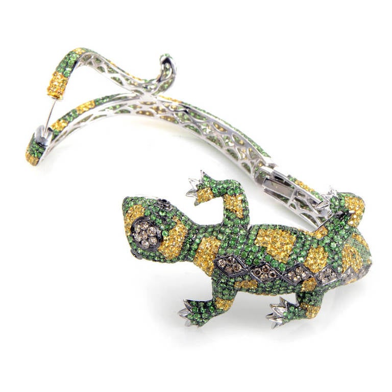 Multi Sapphire Diamond Lizard Bangle