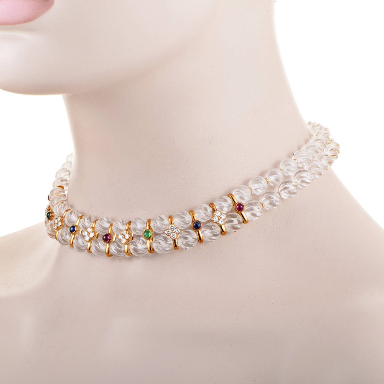 Boucheron Precious Gemstone Gold Collar Necklace