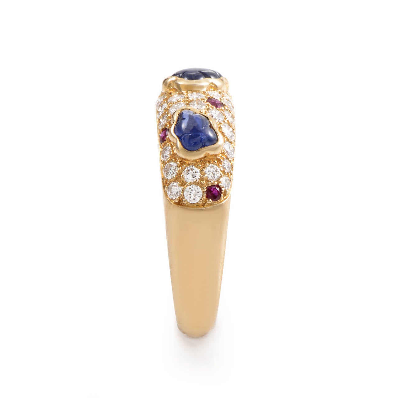 Cartier Precious Gemstone Gold Band Ring In Excellent Condition In Southampton, PA