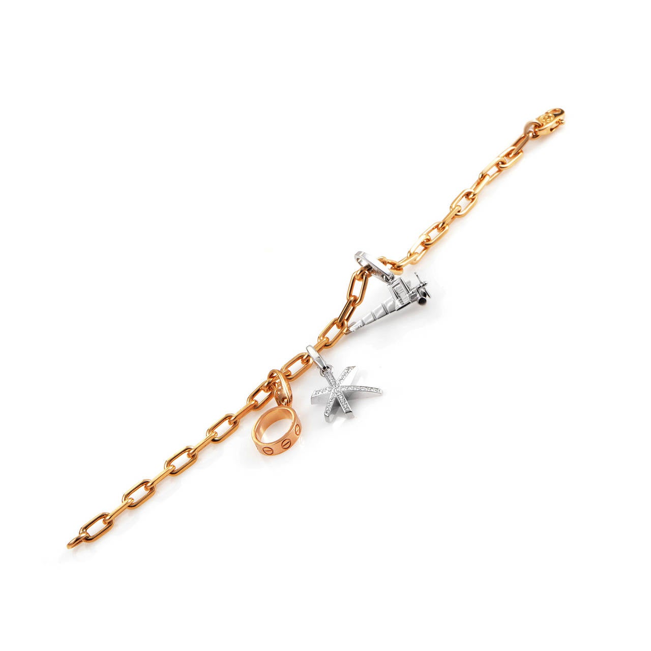 Women's Cartier Diamond Multicolor Gold Charm Bracelet