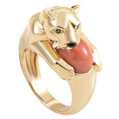 Vintage Cartier Panthere Coral Gold Ring
