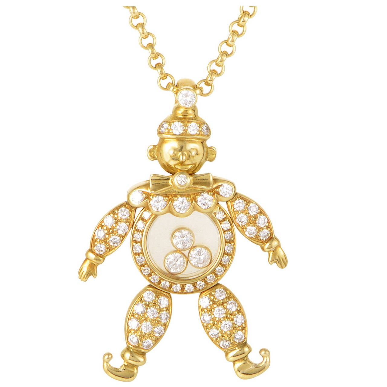Chopard Happy Diamonds Pave Diamond Gold Clown Necklace