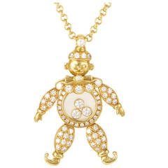Vintage Chopard Happy Diamonds Pave Diamond Gold Clown Necklace