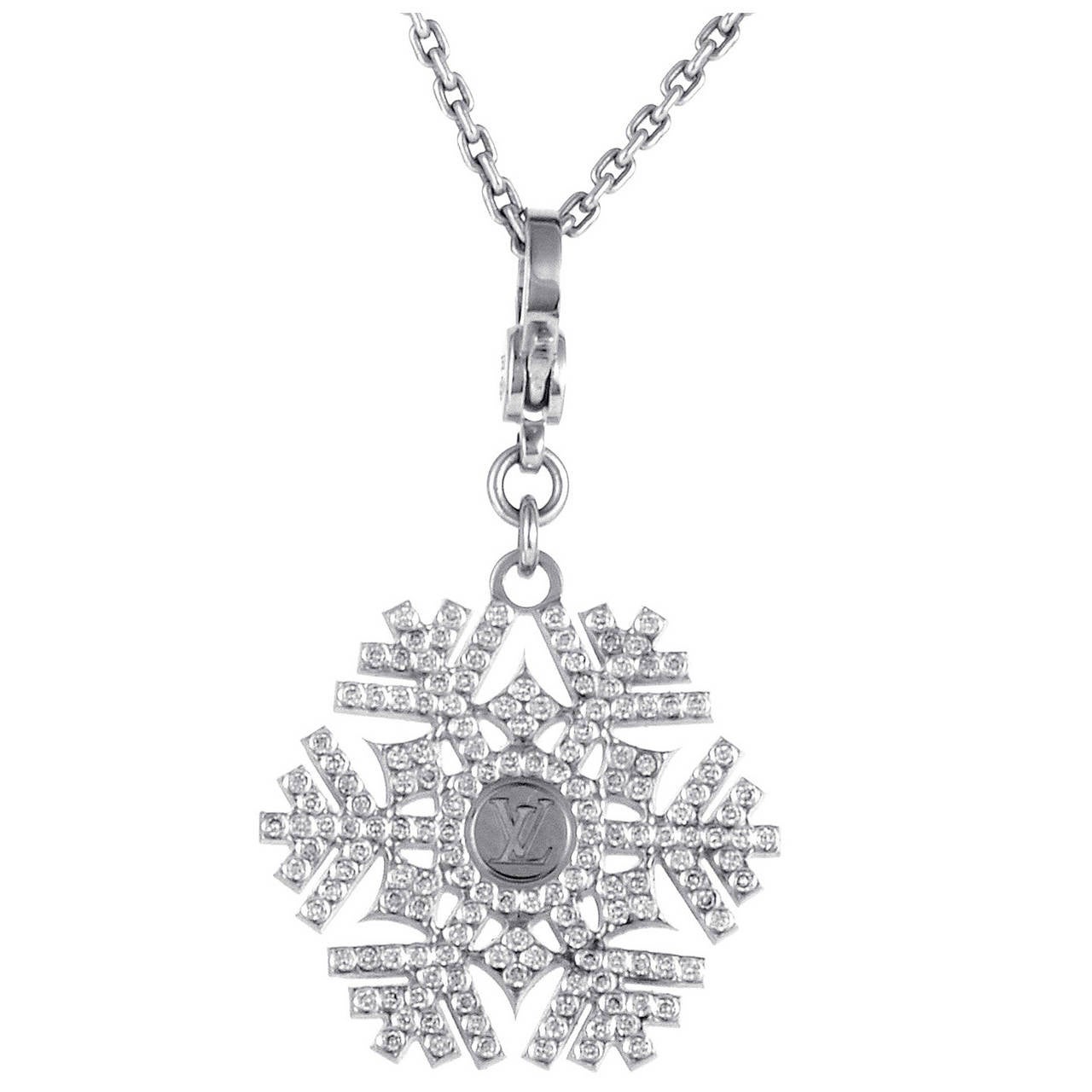 LOUIS VUITTON necklace Cube Swarovski crystals Gold Ladies accessories LV  Logo