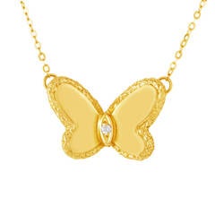 Vintage Van Cleef & Arpels Diamond Gold Butterfly Pendant Necklace