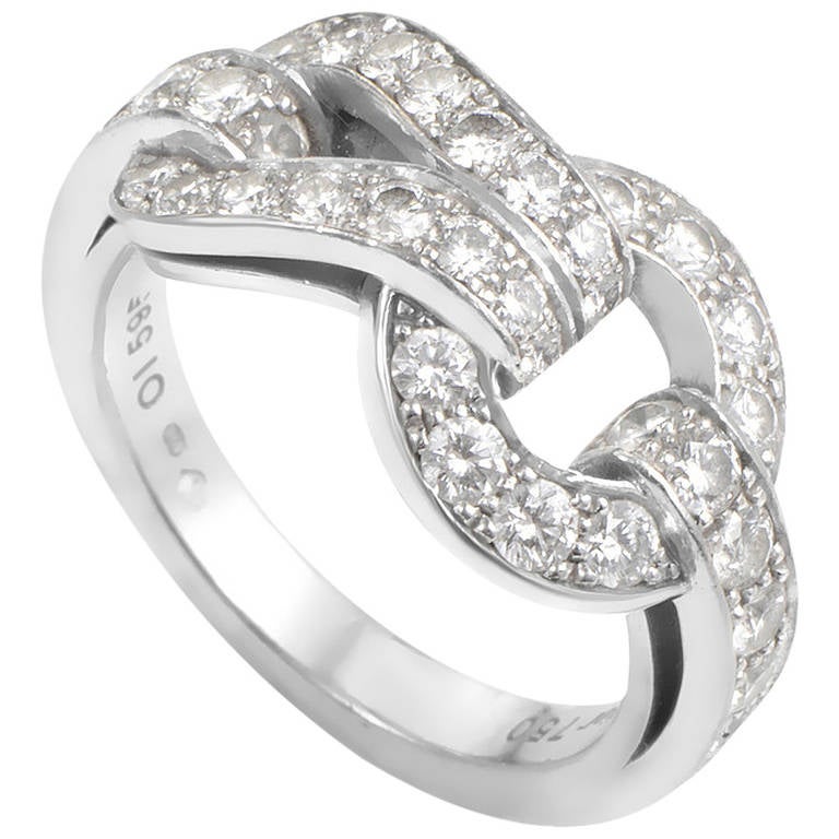 Cartier Agrafe Diamond White Gold Ring 
