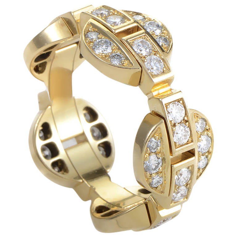 Cartier Himalia Diamond Pave Yellow Gold Band Ring