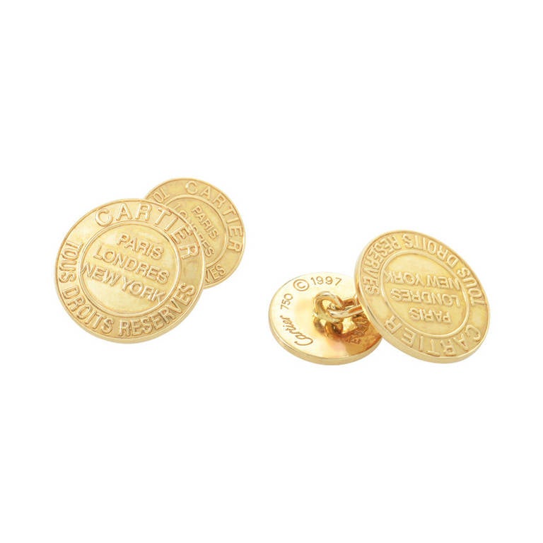 Cartier Tous Droits Reserves Yellow Gold Cufflinks