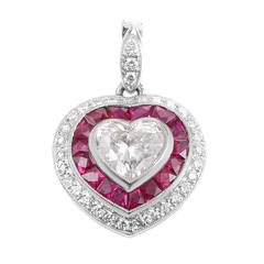 Sophia D. Ruby Diamond Platinum Heart Pendant