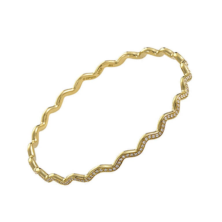 Tiffany & Co. Paloma Picasso Diamond Yellow Gold Bangle Bracelet