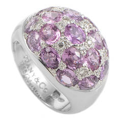 Tiffany & Co. Pink Tourmaline Diamond Gold Dome Ring