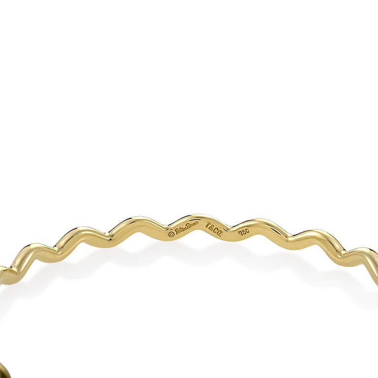 Tiffany & Co. Paloma Picasso Diamond Yellow Gold Bangle Bracelet In Excellent Condition In Southampton, PA