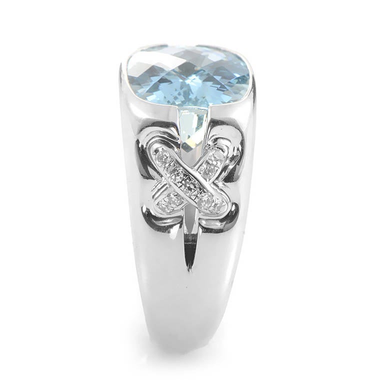 Tiffany & Co. Jean Schlumberger Aquamarine Diamond Platinum Ring In New Condition In Southampton, PA