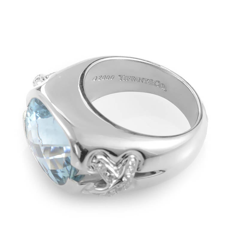 Women's Tiffany & Co. Jean Schlumberger Aquamarine Diamond Platinum Ring