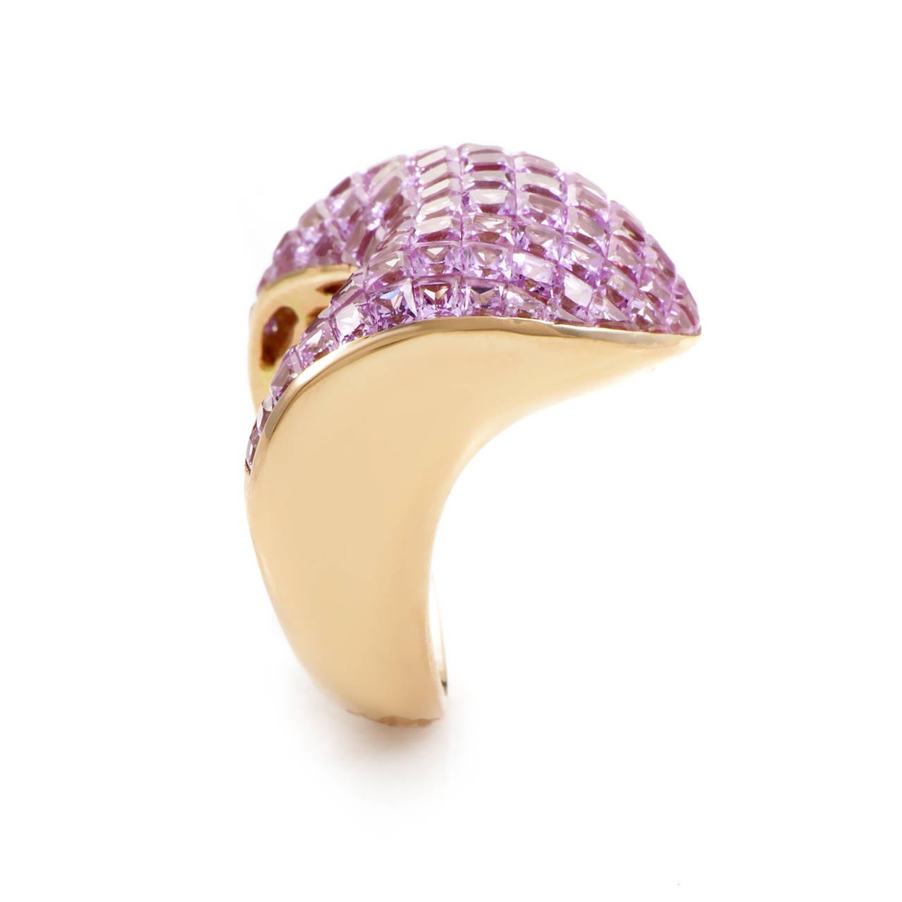 Damiani Pink Sapphire Gold Ring In Excellent Condition In Southampton, PA