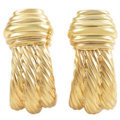 Retro David Yurman Gold Huggie Earrings