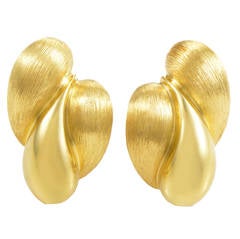 Henry Dunay Brushed Gold Clip-On Earrings