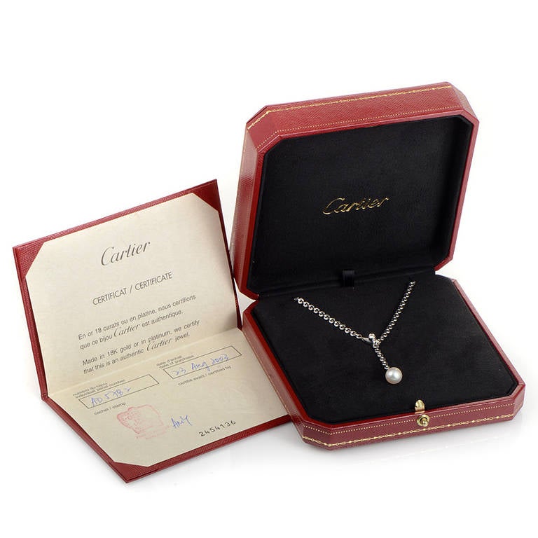 Cartier Pearl Diamond White Gold Lariat Necklace 1