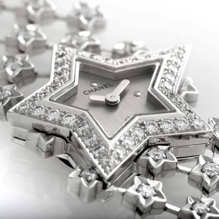 Women's Chanel Lady's White Gold Diamond Poussiere d'Etoile Comete Bracelet Wristwatch