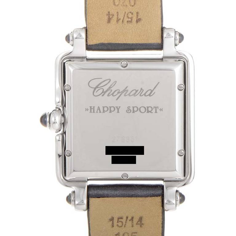 Chopard Lady's Stainless Steel and Diamond Happy Sport Square Wristwatch In New Condition In Southampton, PA
