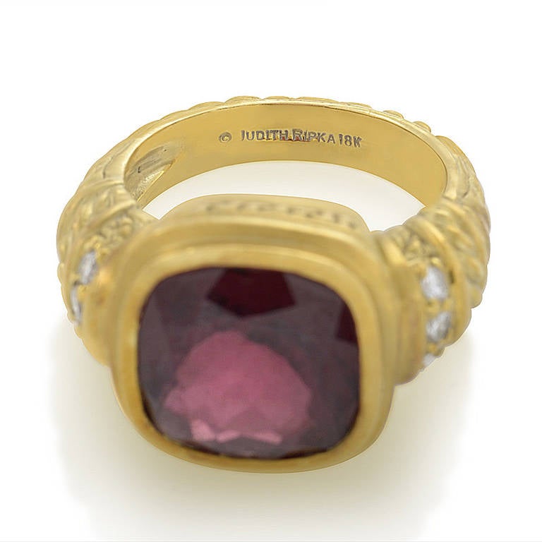 Women's Judith Ripka Rhodolite Diamond Yellow Gold Ring