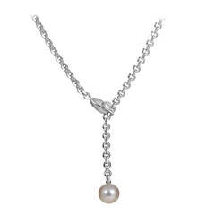 Collier Lariat en or blanc avec perles et diamants Cartier