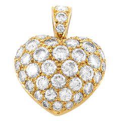 Cartier Diamond Pave Yellow Gold Heart Pendant