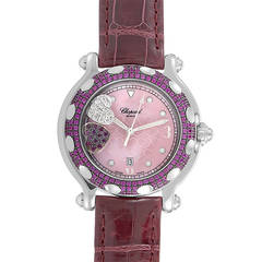 Chopard Lady's Stainless Steel, Ruby and Diamond Happy Hearts Wristwatch