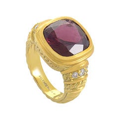 Judith Ripka Rhodolite Diamond Yellow Gold Ring